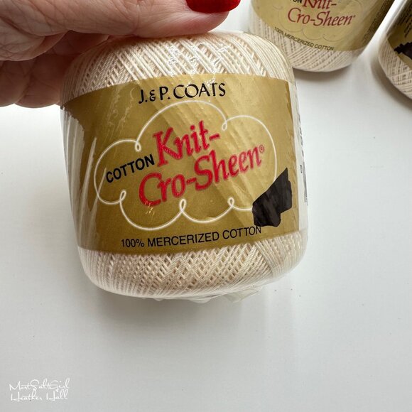 J & P Coats Cotton Knit-Cro-Sheen Cream Thread 225 Yards 4 Pack - Picture 5 of 6